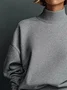 Casual Plain Zipper Stand Collar Sweatshirt