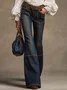Denim Urban Plain Jeans Flare Pants