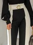 Urban Color Block Fashion Straight Pants With No Belt