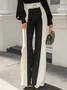 Urban Color Block Fashion Straight Pants With No Belt