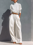 Urban Plain Buttoned Straight Pants  No Belt