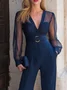 Urban Balloon Sleeve Zipper Plain Jumpsuit