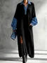 Casual Color Block Shirt Collar Maxi Dress