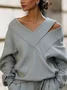 Casual Plain Asymmetrical Loosen Sweatshirt