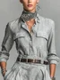 Cotton Urban Plain Buttoned Shirt Collar Shirt