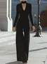 Urban Hollow Out Plain Stand Collar Jumpsuit