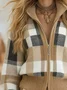Casual Plaid Stand Collar Sweater Cardigan