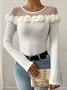 Elegant Plain Mesh Crew Neck Blouse