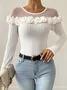 Elegant Plain Mesh Crew Neck Blouse