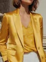 Urban Buttoned Plain Lapel Collar Blazer