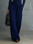 Casual Plain Wide Leg Pants