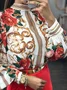 Urban Floral Printing Stand Collar  Blouse