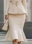 Elegant Plain Mermaid Midi Skirt