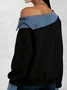 Casual Color Block Irregular Craftsmanship Asymmetrical Blouse