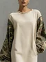 Casual Camo  Printing Crew Neck Mini Dress