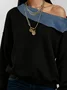 Casual Color Block Irregular Craftsmanship Asymmetrical Blouse