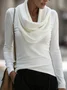Casual Plain Cowl Neck Blouse