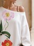 Casual Floral Printing Asymmetrical Sweatshirt