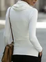 Casual Plain Cowl Neck Blouse