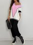 Urban Color Block Split Joint V Neck Sweatshirt