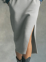 Casual Slit Plain Midi Skirt