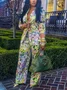 Elegant Printing Random Print Lapel Collar Blazer