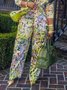 Elegant Random Print Printing Wide Leg Pants
