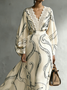 Elegant Random Print V Neck Maxi Dress