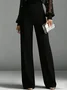 Elegant Raglan Sleeves Beaded Plain Stand Collar Jumpsuit