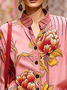 Casual Floral Printing Shirt Collar Shirt