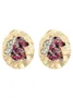 Oval-shaped sinkhole alloy earrings inlaid with colored diamonds, irregular earrings