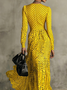 Elegant Polka Dots V Neck Maxi Dress