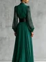 Elegant Plain V Neck Maxi Dress No Belt