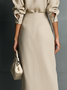 Elegant Slit Plain Maxi Skirt