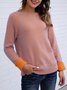 Orange Color-Block Casual Sweater