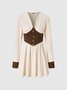 Casual Puff Sleeve Patchwork  Dress
