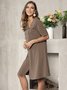 As Picture Color Half Sleeve Simple Shift Khaki Dress