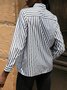 Shift Stripes Shirt Collar Long Sleeve Top