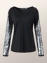 Solid V Neck Casual Loosen Long Sleeve Top