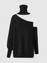 Lady Solid High Neck Loosen Sweater