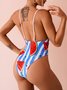 Watermelon Deep V One Picec Swimsuit