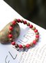 Wooden beads colored stone bracelet