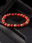 Wooden beads colored stone bracelet
