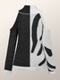 Winter Zebra Stand Collar Simple Long sleeve Sweater