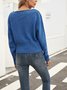 Blue Paneled V Neck Long Sleeve Sweater