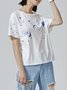 White Casual Crew Neck Printed T-Shirt | stylewe