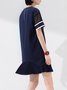 Navy Blue Short Sleeve Polyester Mini Dress