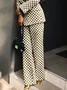 Urban Plaid Printing Wide Leg Pants