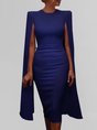 Elegant Cocktail Prom Solid Midi Dress