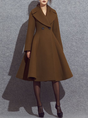 Brown Long Sleeve A-Line Elegant Coat